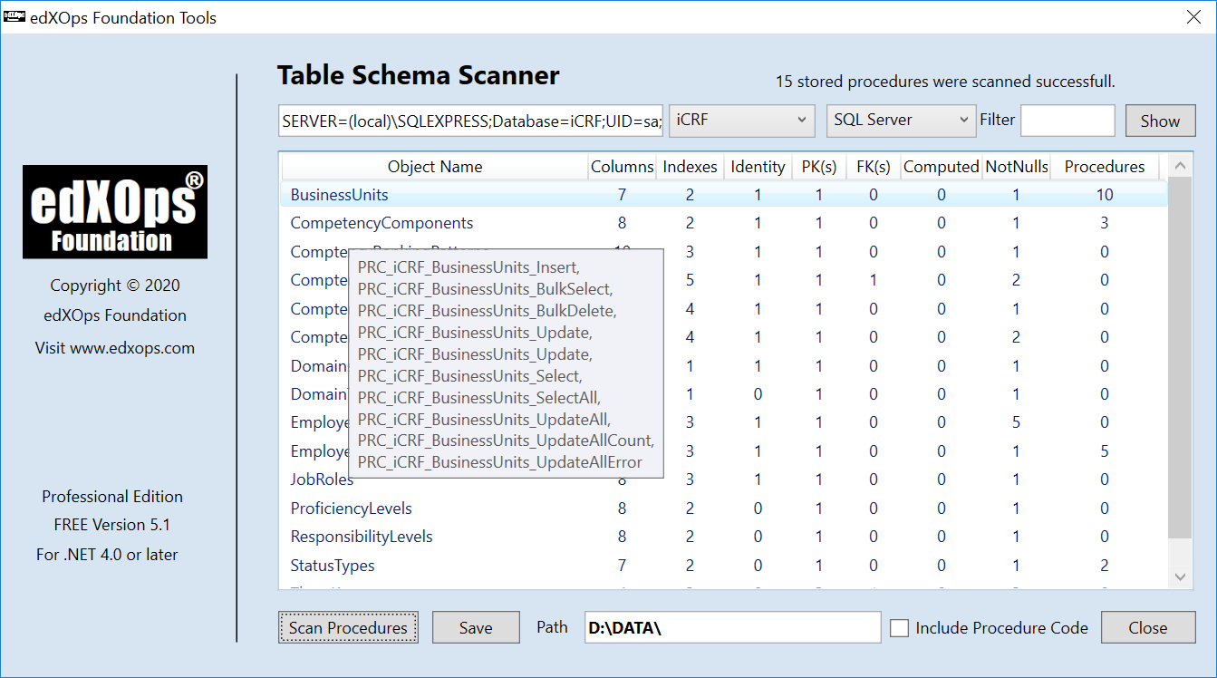 Table Schema Scanner and Finder